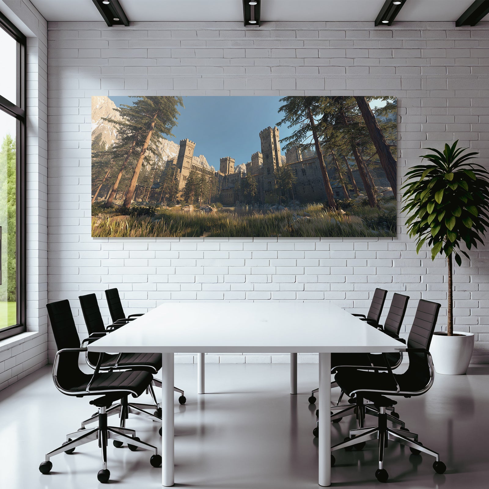 Grandiose Castle in Montanland Shaft with Towers and Fantasy