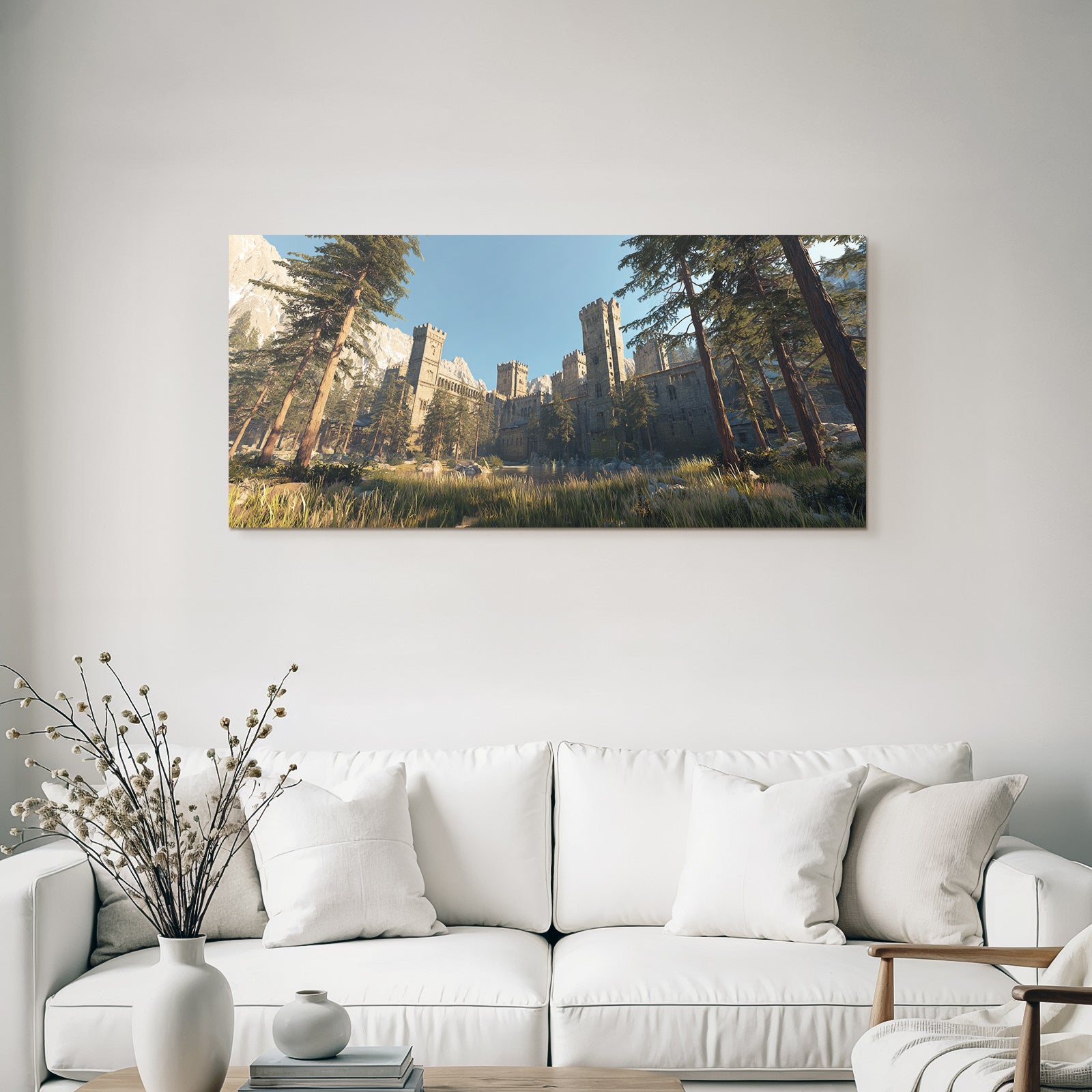Grandiose Castle in Montanland Shaft with Towers and Fantasy