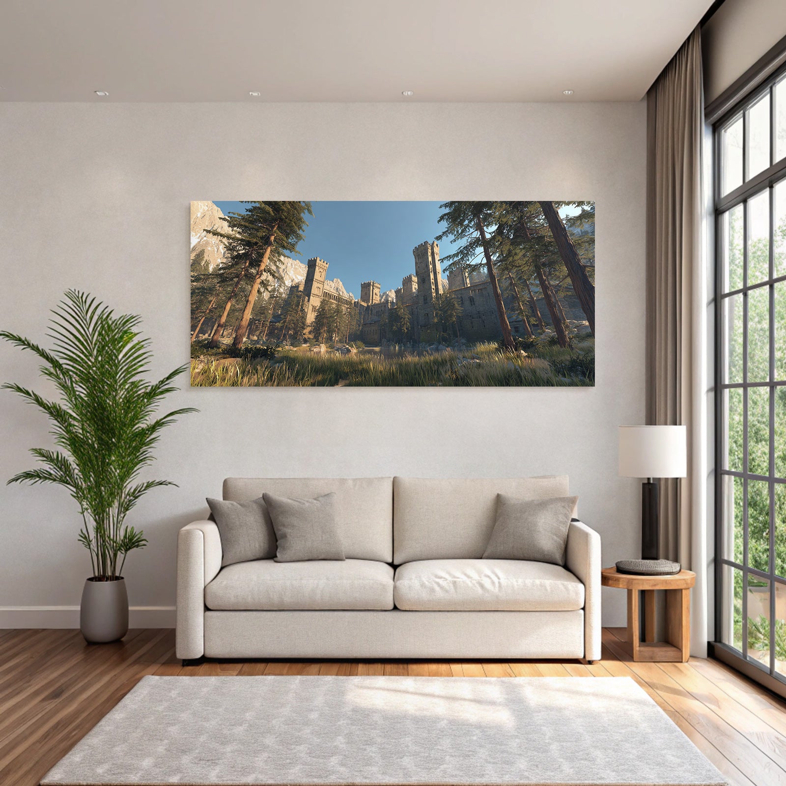 Grandiose Castle in Montanland Shaft with Towers and Fantasy
