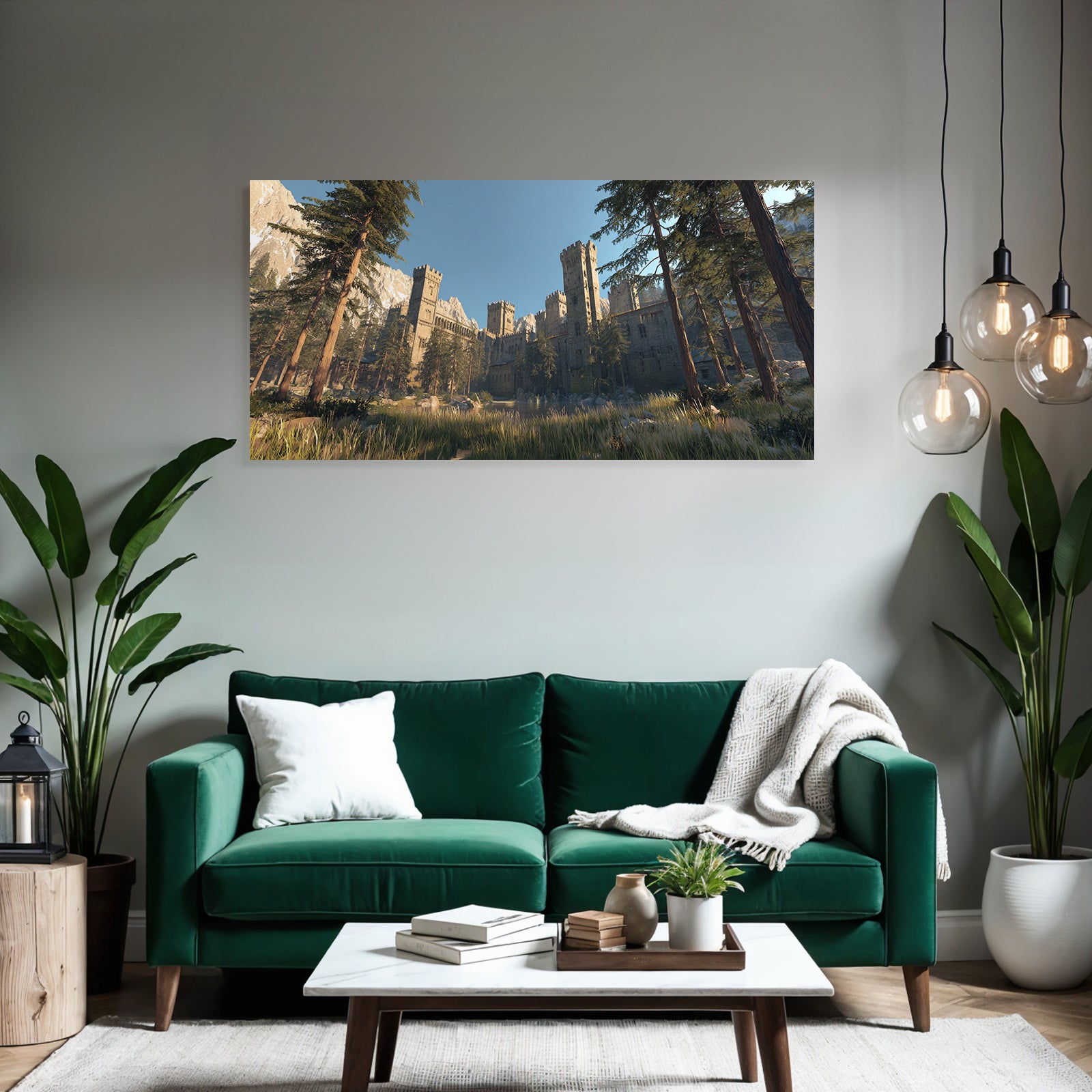Grandiose Castle in Montanland Shaft with Towers and Fantasy