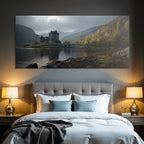 Picturesque landscape Historic castle Autumnal slides Reflections