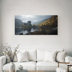 Picturesque landscape Historic castle Autumnal slides Reflections
