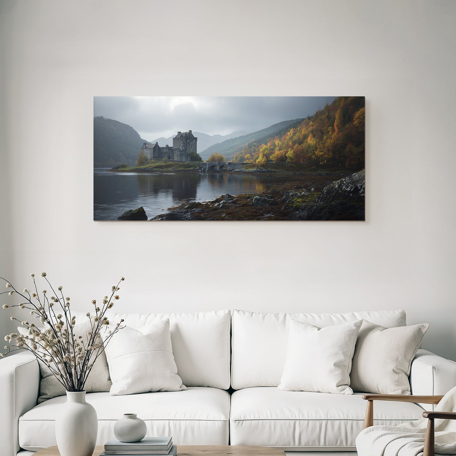 Picturesque landscape Historic castle Autumnal slides Reflections