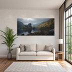 Picturesque landscape Historic castle Autumnal slides Reflections