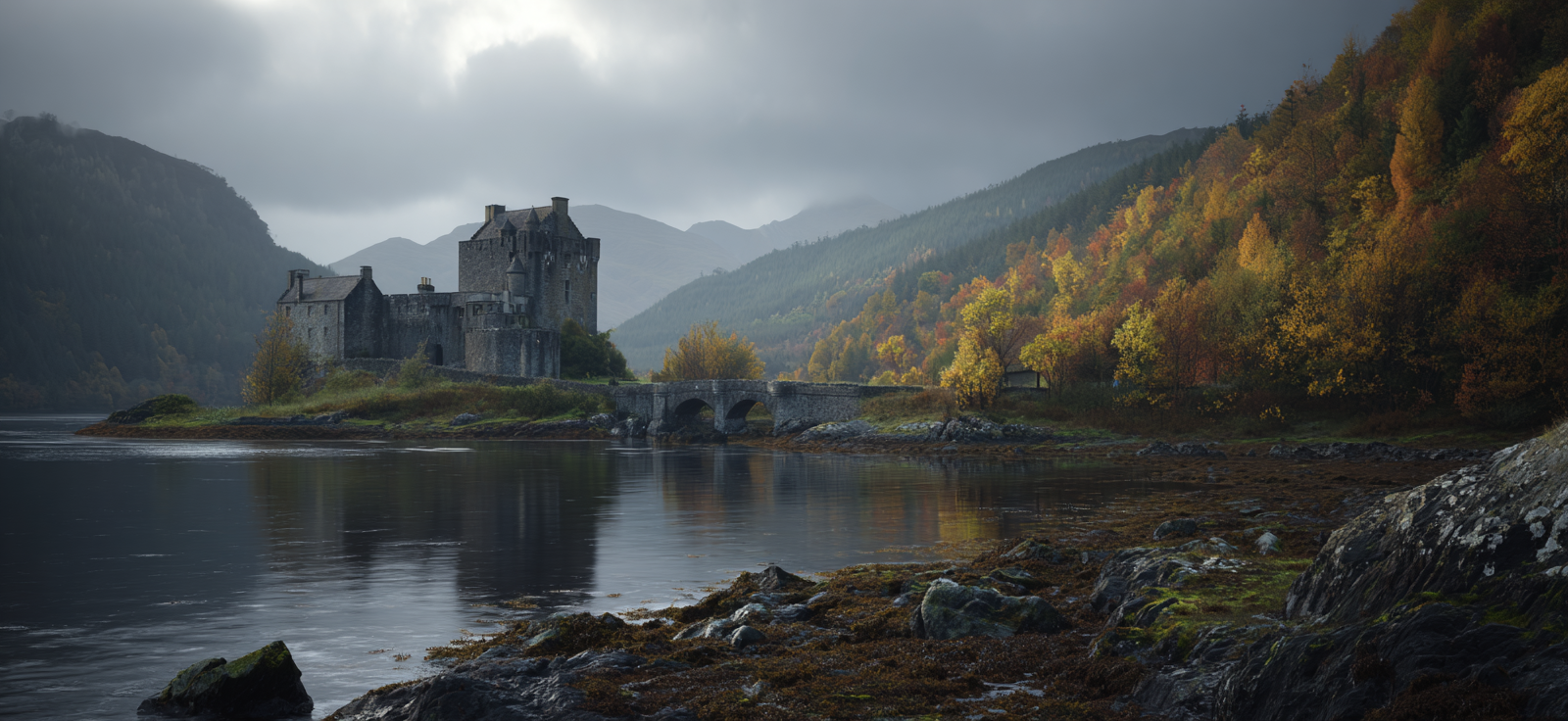 Malerische Landschaft Historieschloss Herbstliche Folien Reflexionen | Scloesser und Burgen | Architektur