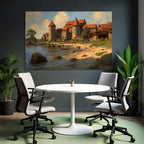 Picturesque landscape with a castle on the water
