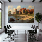 Picturesque landscape with a castle on the water