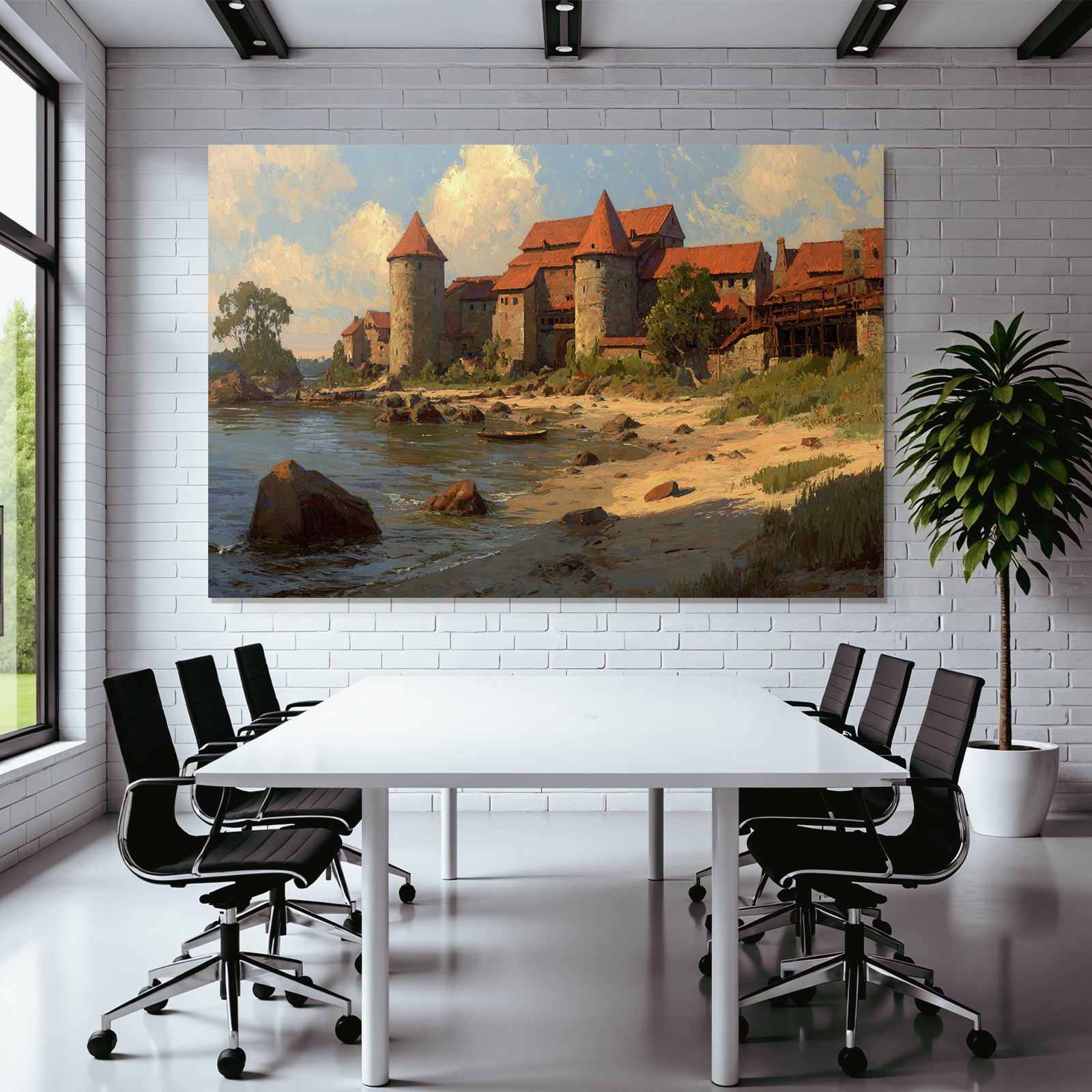 Picturesque landscape with a castle on the water