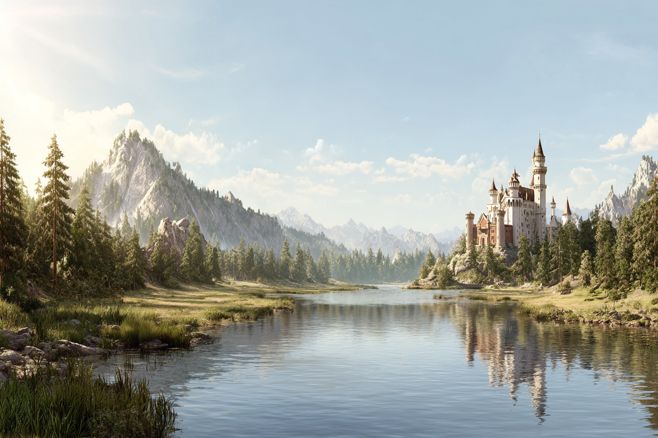 Malerische Landschaft Mit See Burg Und Bergen | Scloesser und Burgen | Architektur