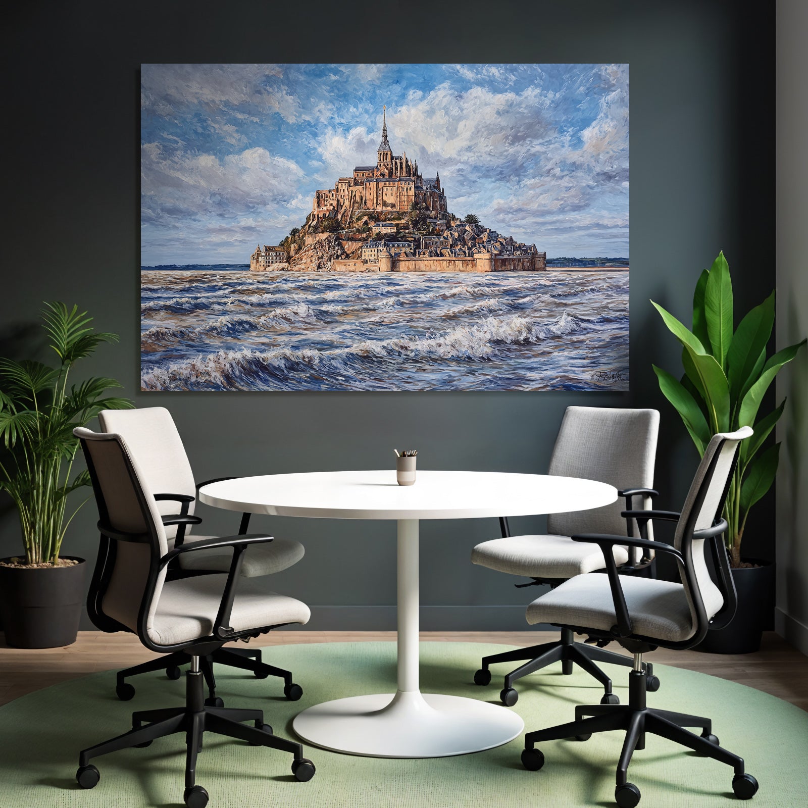 Picturesque landscape of Mont Saint Michel, Normandy island