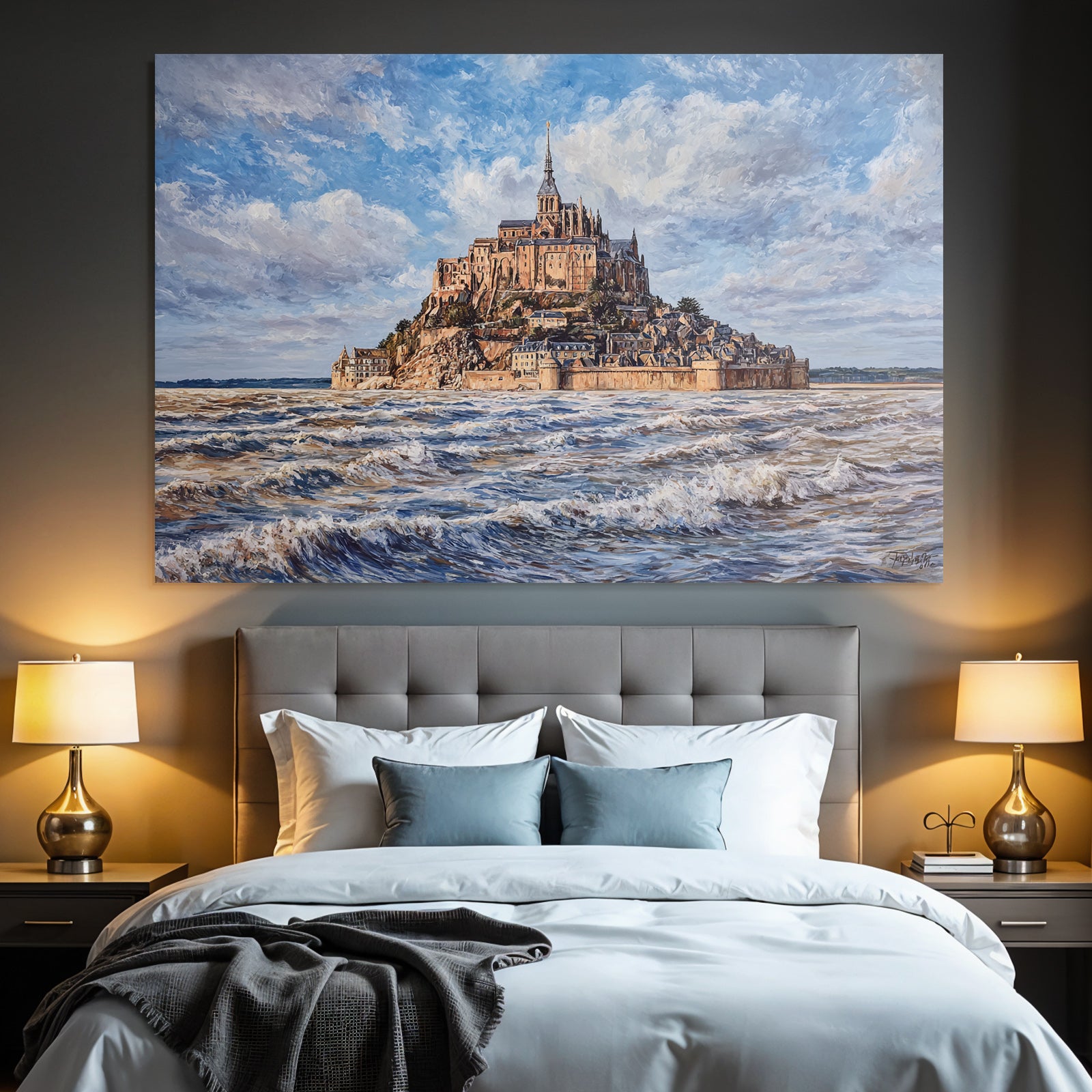 Picturesque landscape of Mont Saint Michel, Normandy island