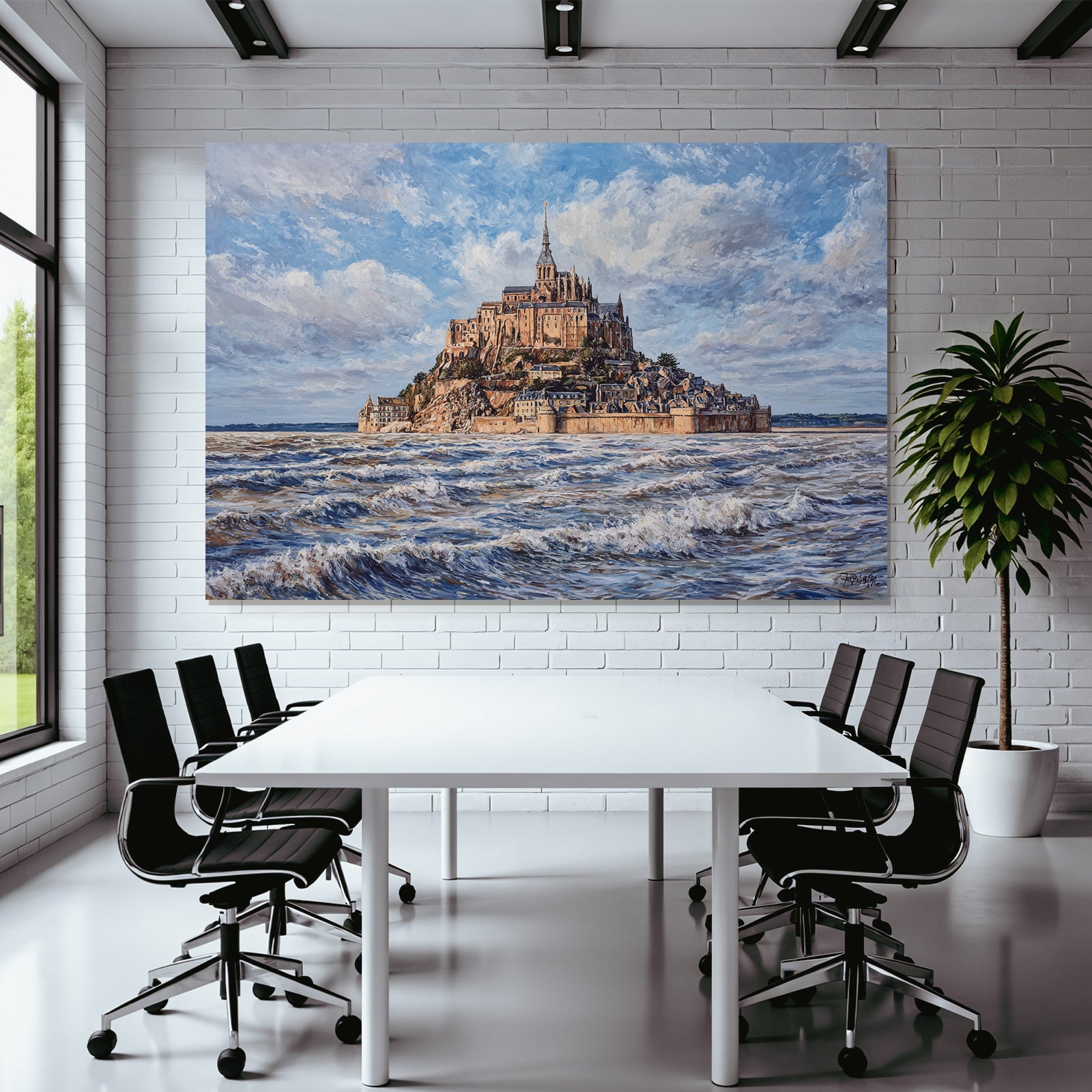 Picturesque landscape of Mont Saint Michel, Normandy island