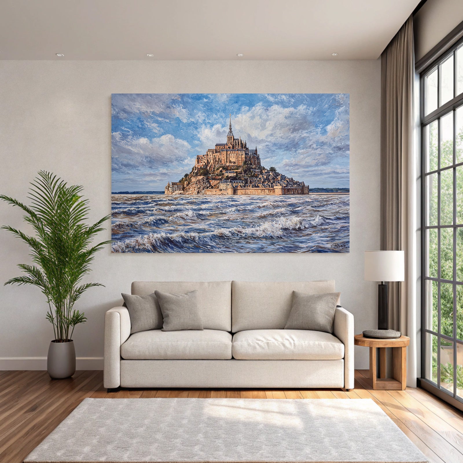 Picturesque landscape of Mont Saint Michel, Normandy island