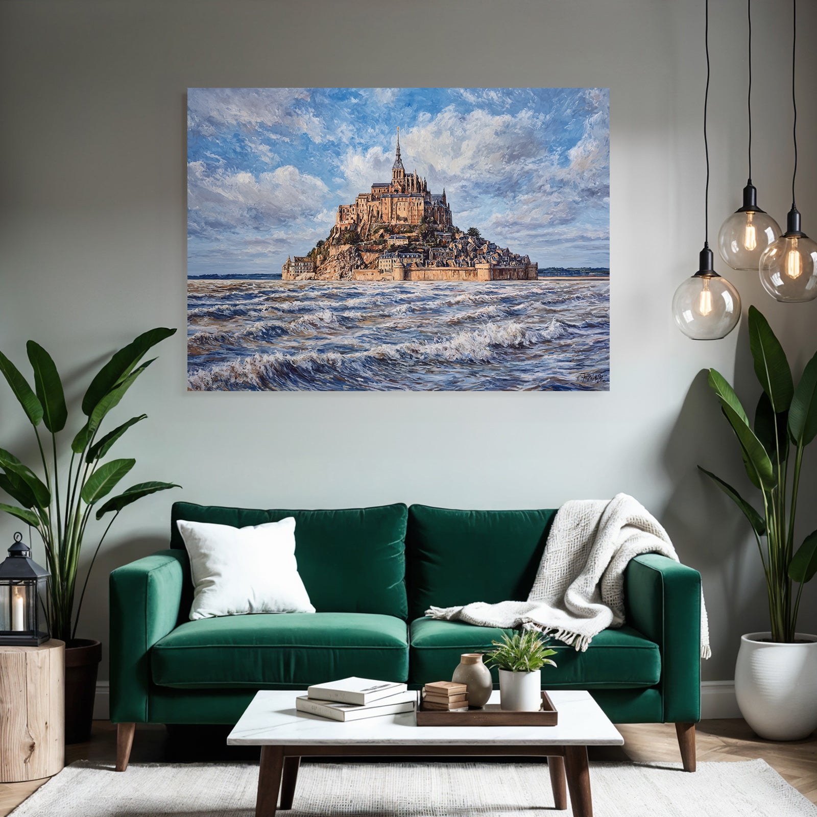 Picturesque landscape of Mont Saint Michel, Normandy island