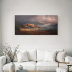 Picturesque Landscape Mystical Village Rolling Hills Flowers Sky