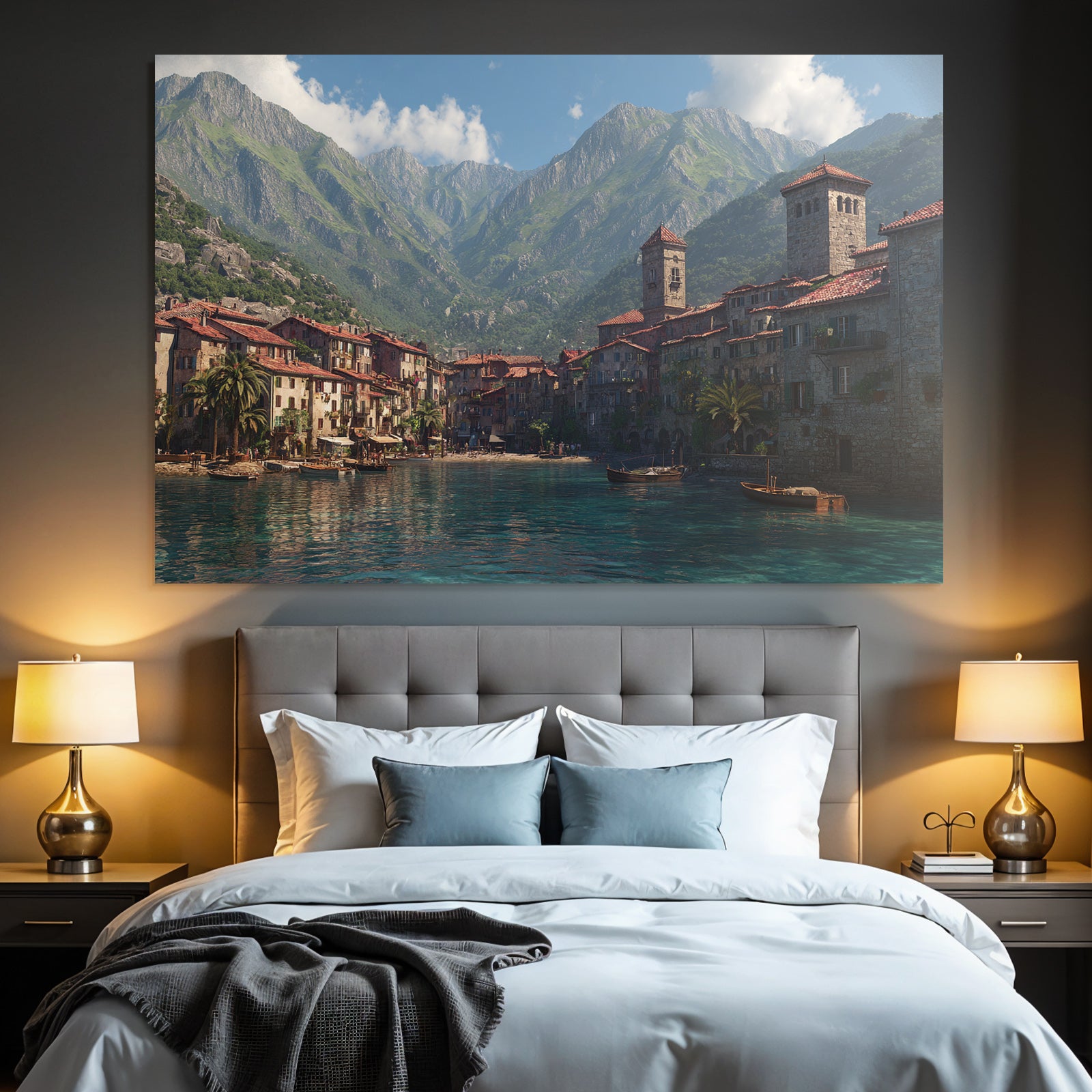 Picturesque coastal village in Mediterranean landscape