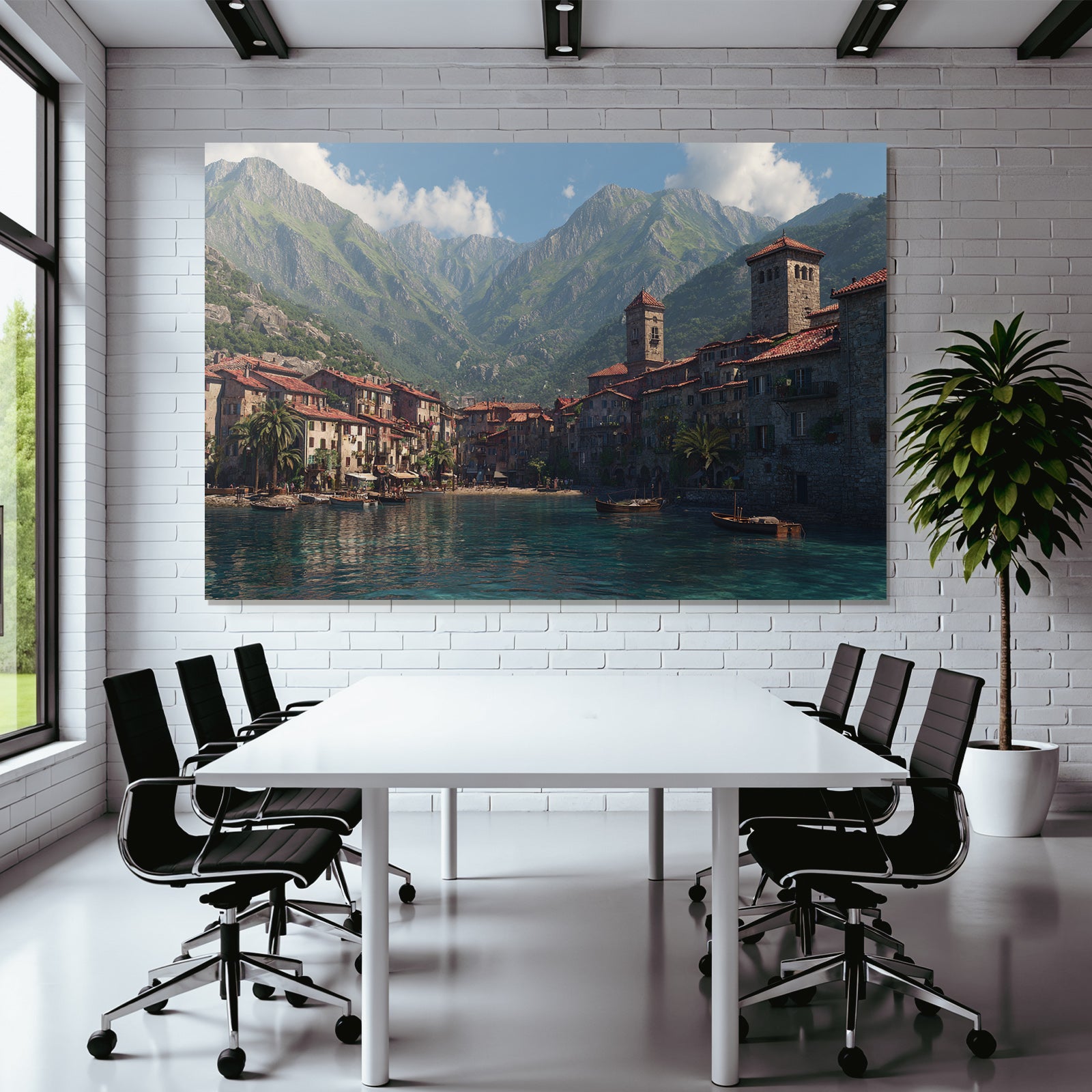 Picturesque coastal village in Mediterranean landscape