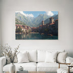 Picturesque coastal village in Mediterranean landscape