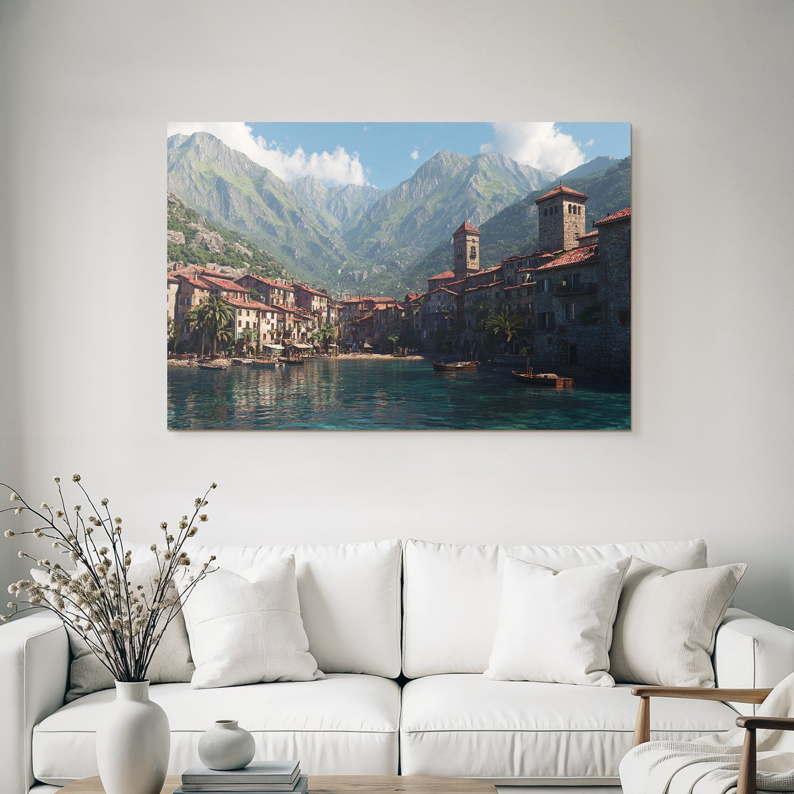 Picturesque coastal village in Mediterranean landscape