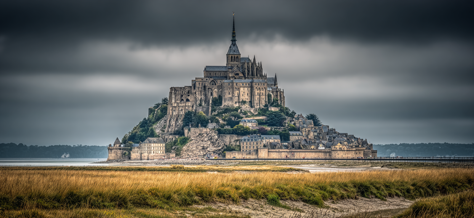 Mont Saint Michel Insel Mit Castle Abbey Medieval | Scloesser und Burgen | Architektur