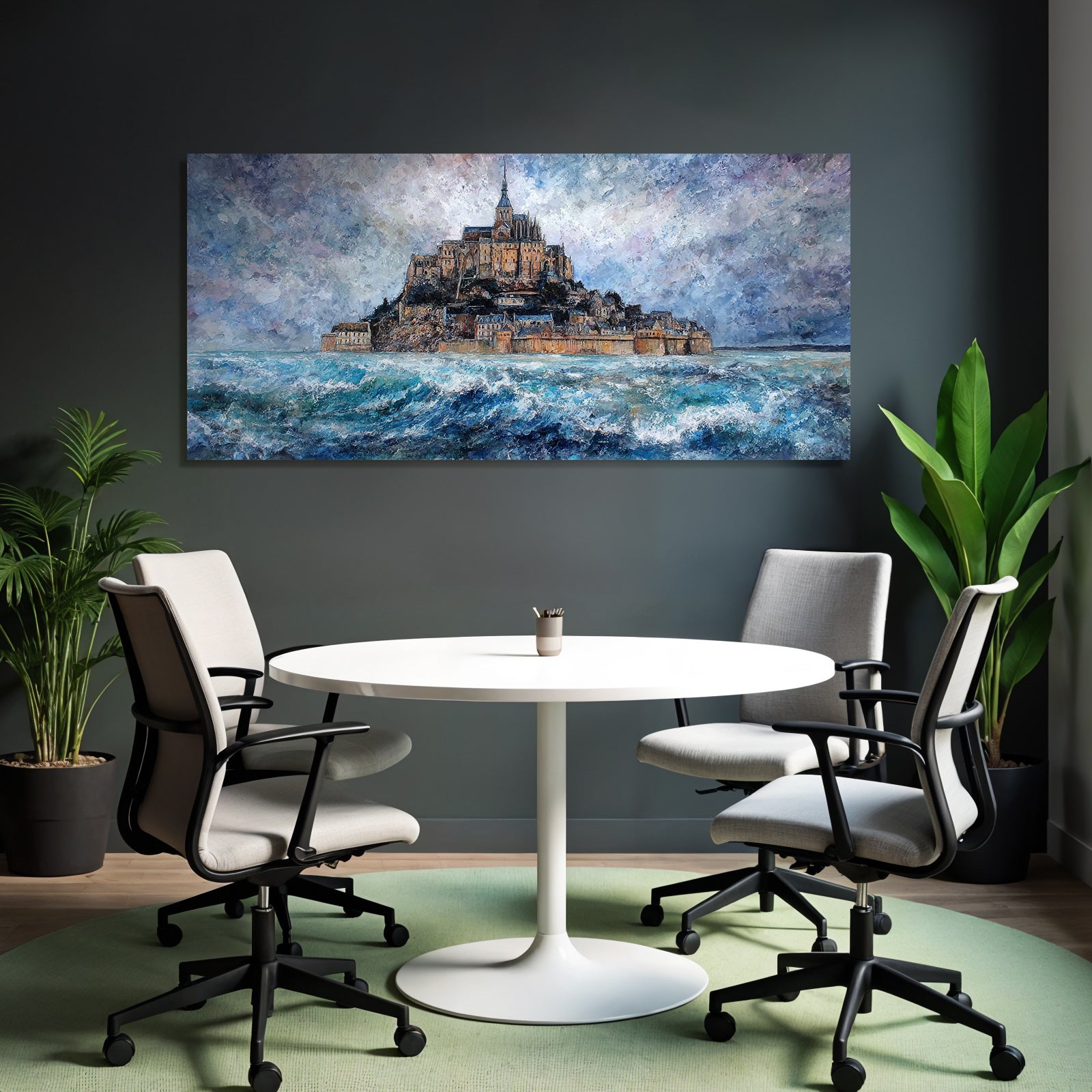 Mont Saint Michel Storm Sea Painting