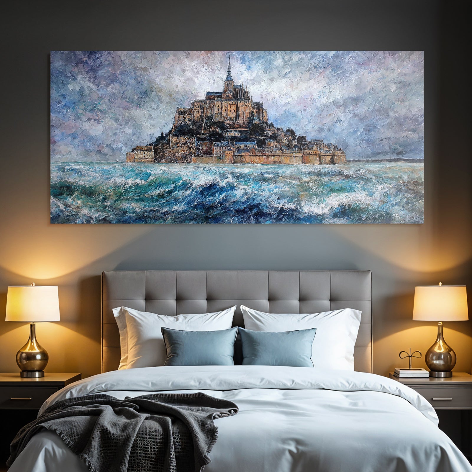 Mont Saint Michel Storm Sea Painting