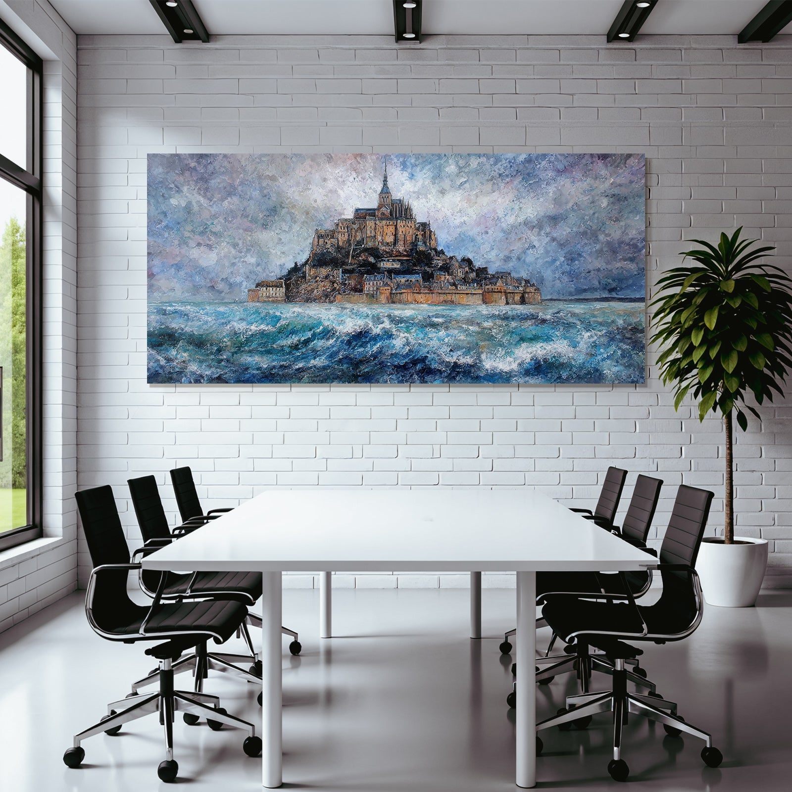 Mont Saint Michel Storm Sea Painting