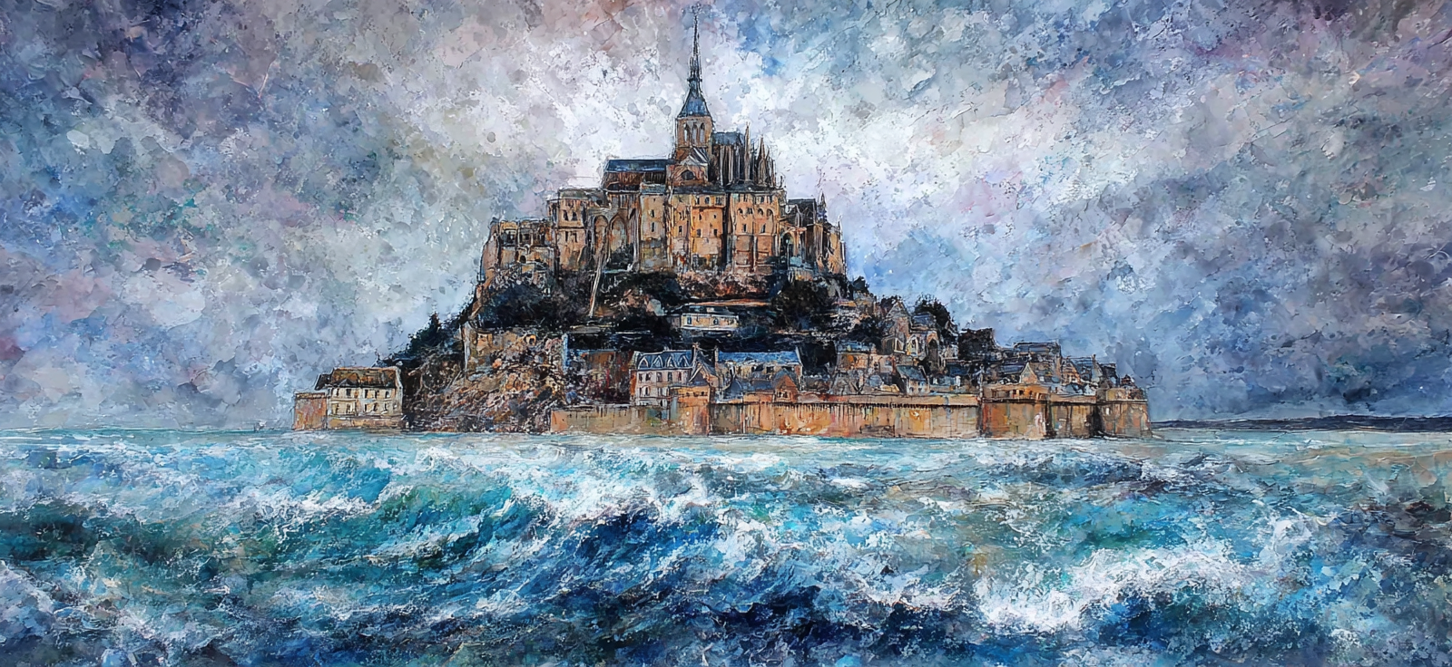 Mont Saint Michel Sturmsee Malerei | Scloesser und Burgen | Architektur