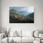 Scenic Landscape Valley Town Mountains Red Tiled Roofs Germany