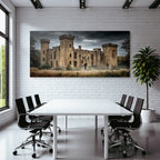 Ruined Stone Castle With Towers And Dramatic Sky