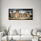 Ruined Stone Castle With Towers And Dramatic Sky
