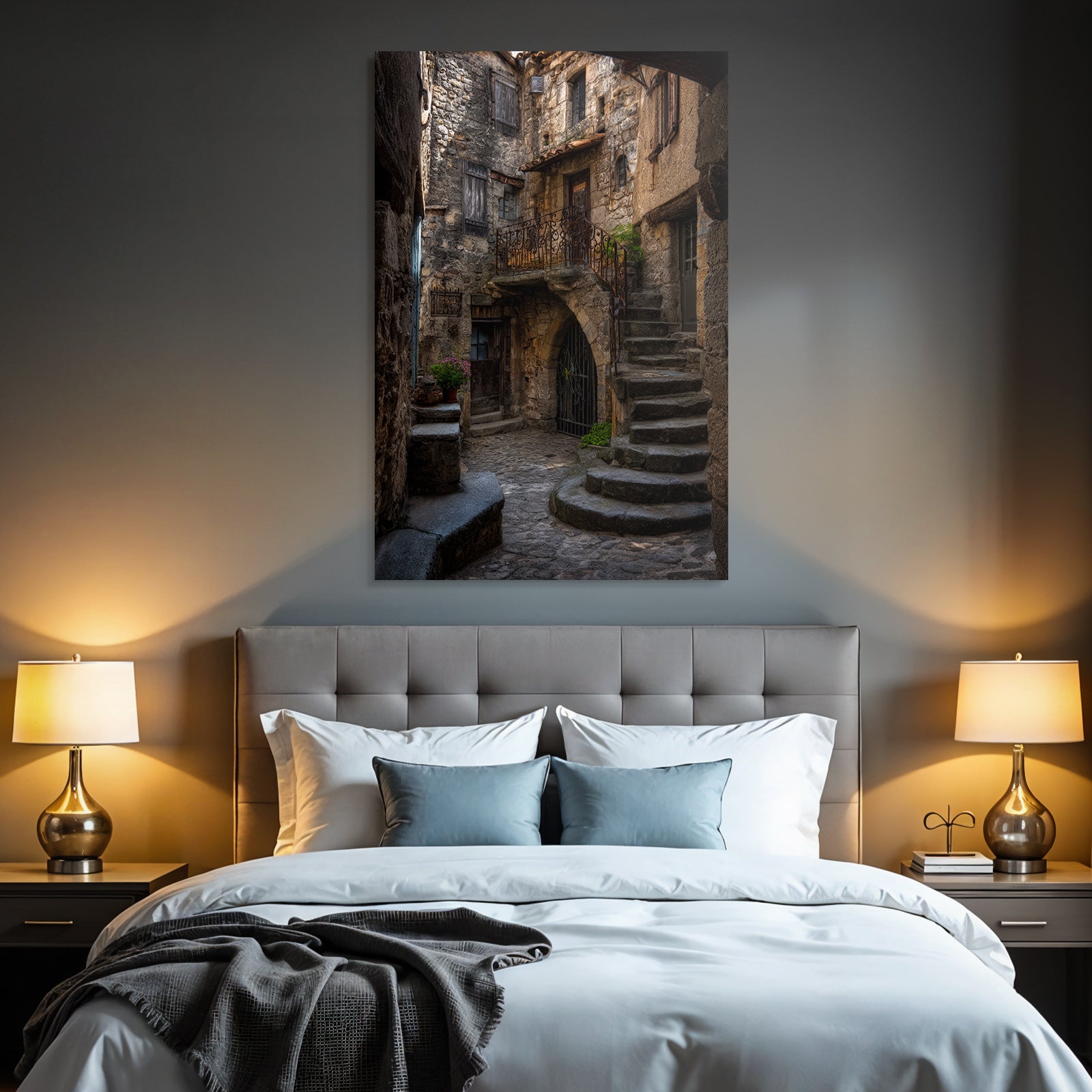 Narrow Cobblestone Alleyway Rustic Village Medieval Charm