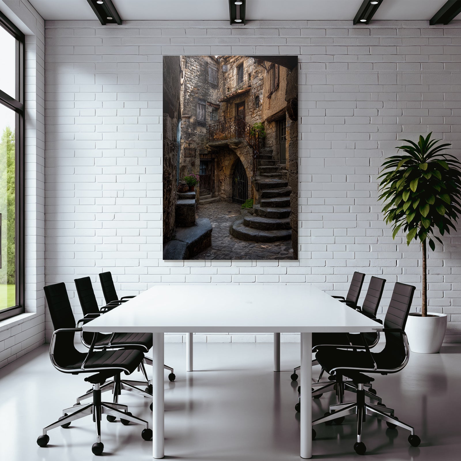 Narrow Cobblestone Alleyway Rustic Village Medieval Charm