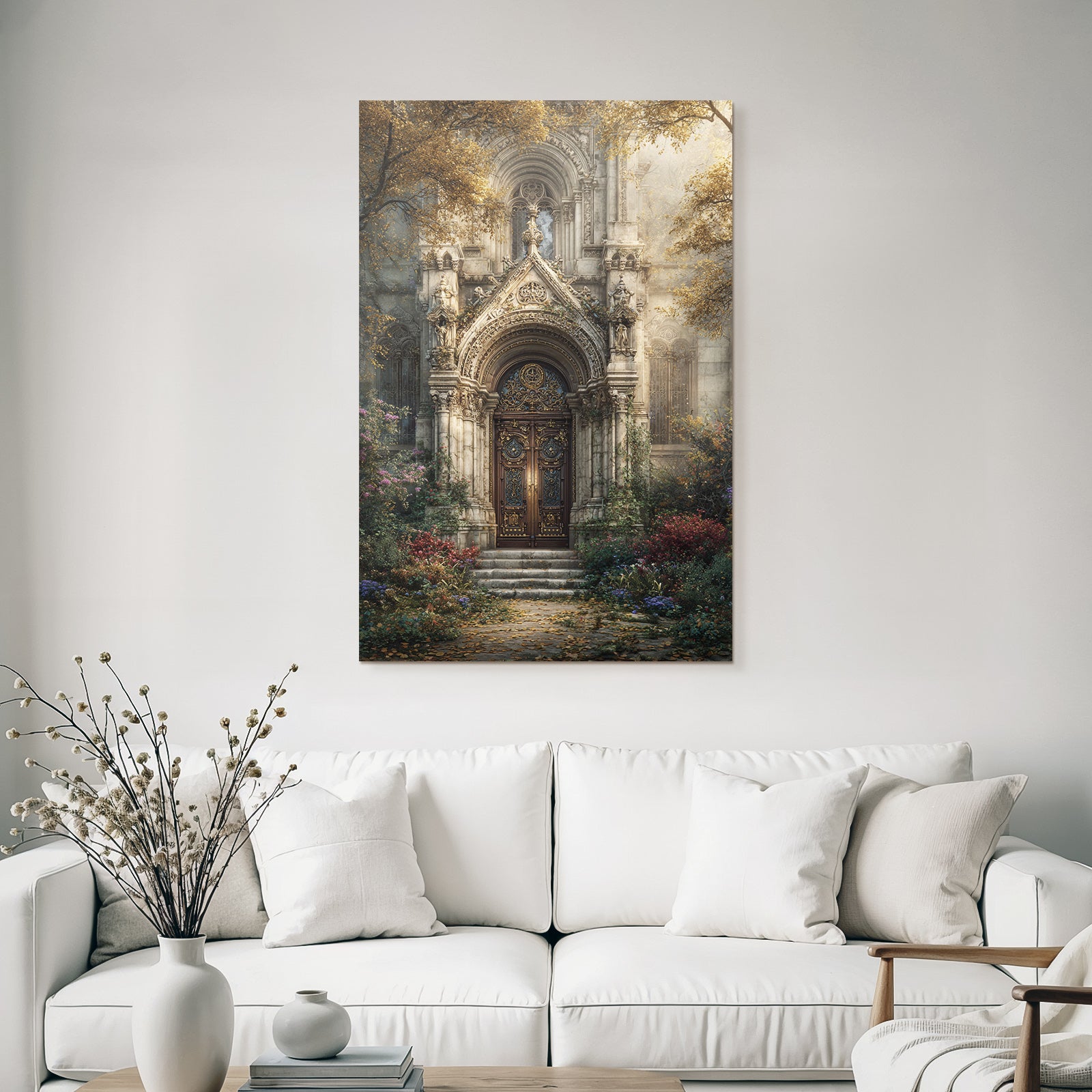 Ornate Architectural Entrance Gothic Baroqü With Greenery And Flowers