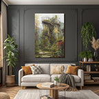 Spiral Staircase Lush Greenery Peaceful Garden Courtyard
