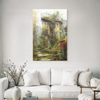 Spiral Staircase Lush Greenery Peaceful Garden Courtyard
