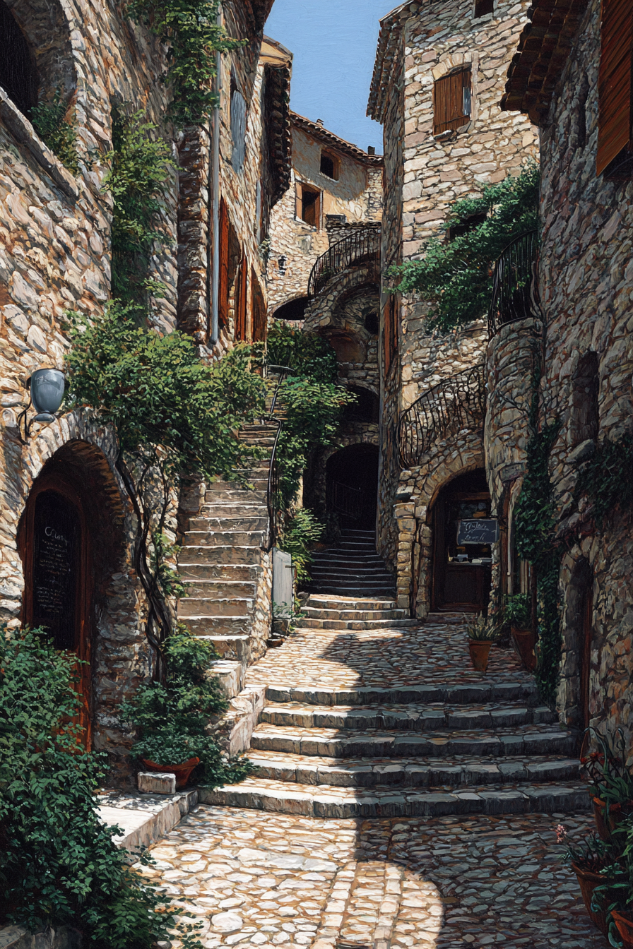 Steile Stufen Alte Steinbauten Malerrische Gasse | Tueren Treppen und Tore | Architektur