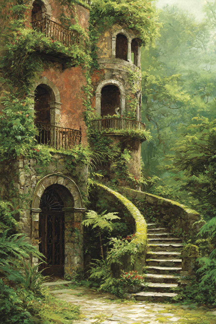 Überwachsene Struktur In Der Natur Fantasy Szenario | Tueren Treppen und Tore | Architektur