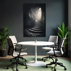 Verlassene Treppe Mit Eisen Handlauf Und Ornament Fenster