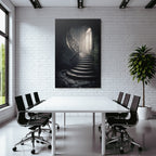 Verlassene Treppe Mit Eisen Handlauf Und Ornament Fenster
