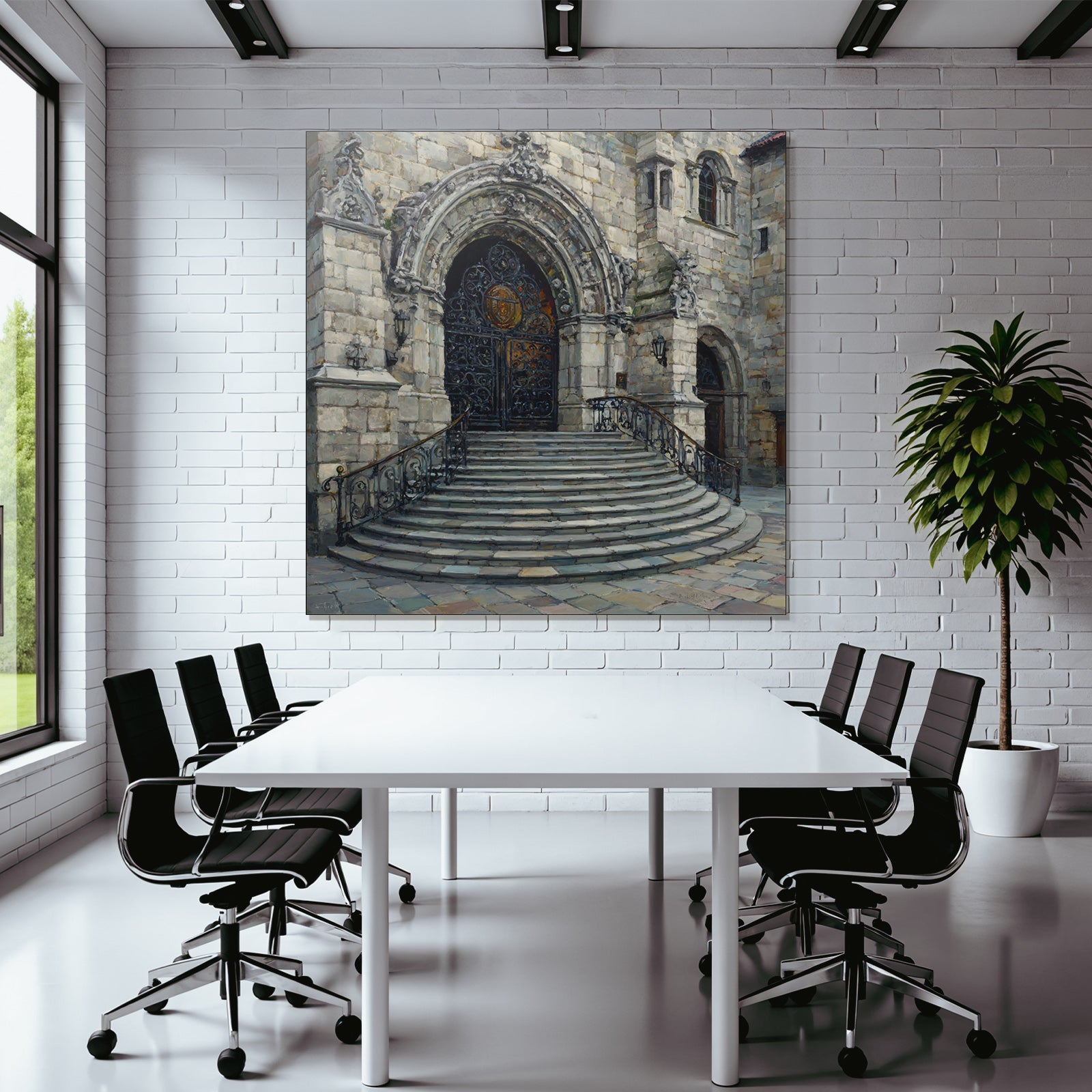 Eindrucksvoller Graniteingang Mit Eisen Toren Und