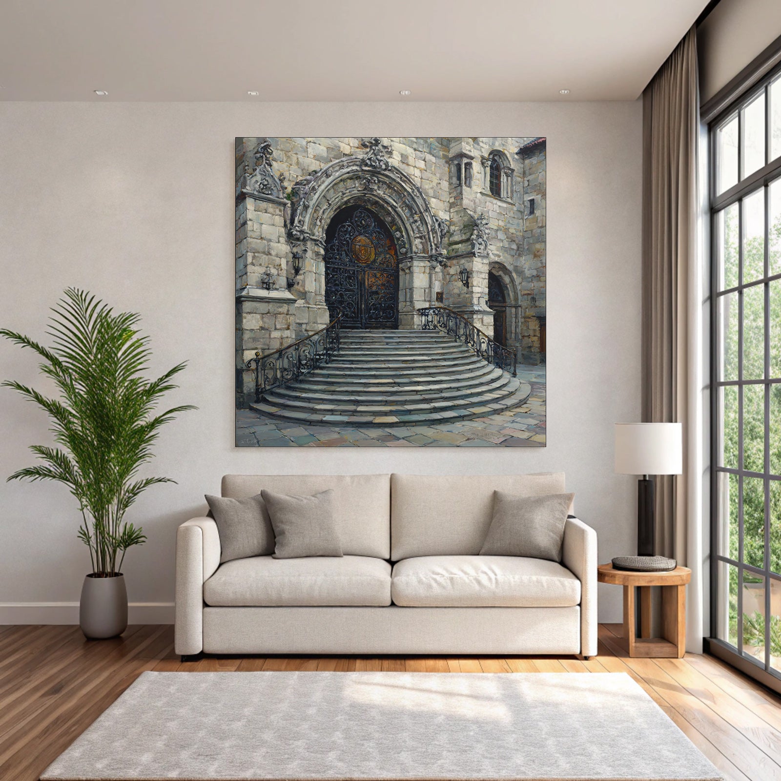Eindrucksvoller Graniteingang Mit Eisen Toren Und