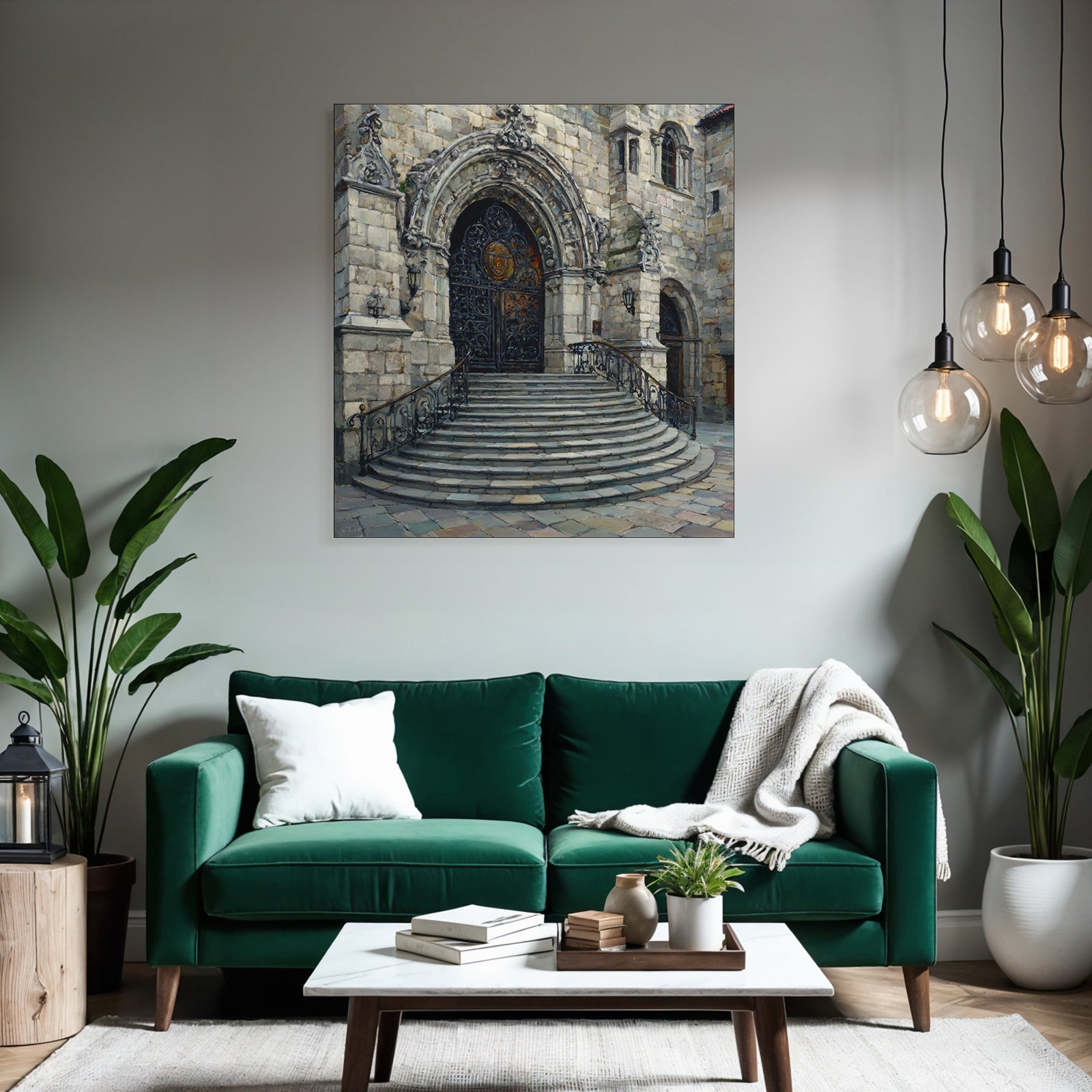 Eindrucksvoller Graniteingang Mit Eisen Toren Und