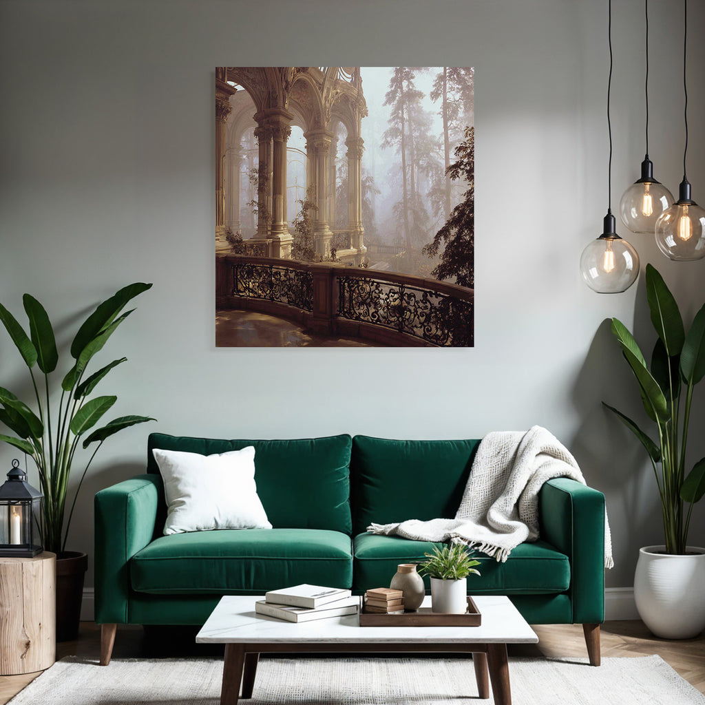 Elegante Im Nebelhaften Waldlandschaft