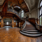 Elegante Verlassene Innenaufnahme Mit Grand Treppe Und Ornamenten | Tueren Treppen und Tore | Architektur