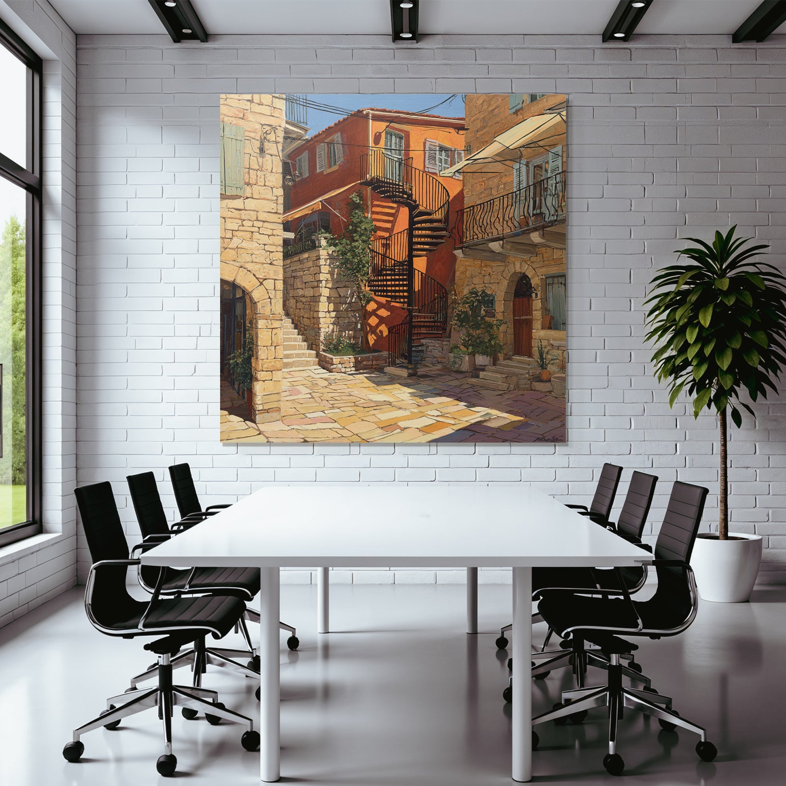 Malerische Städtische Szene Mittelmeer Style Hof Gasse Lebendige Farben