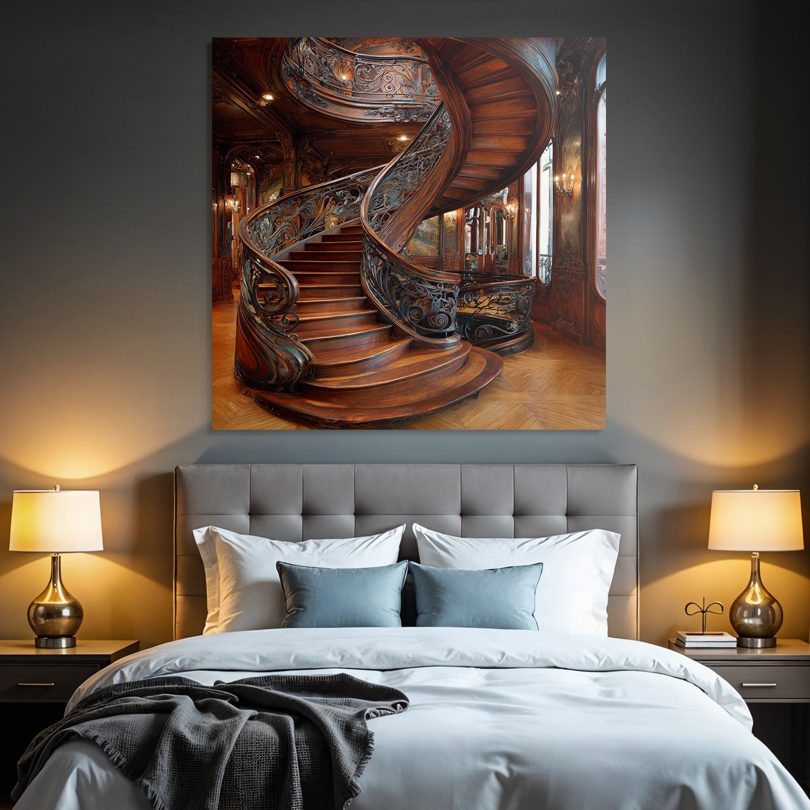 Ornate Spiral Staircase Historically Significant Interior