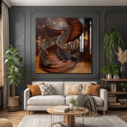 Ornate Spiral Staircase Historically Significant Interior