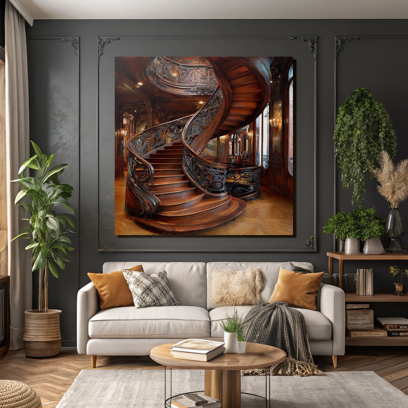 Ornate Spiral Staircase Historically Significant Interior