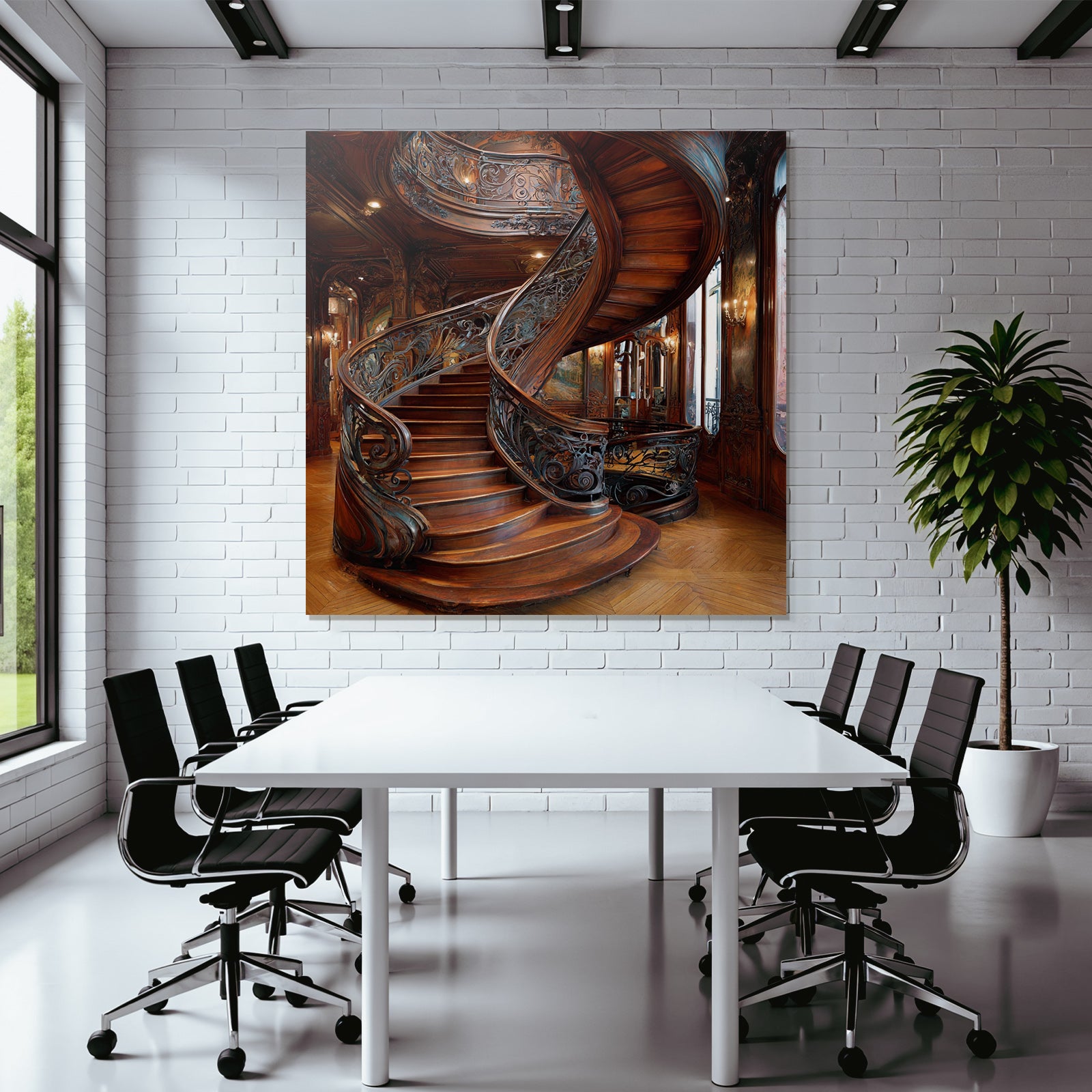 Ornate Spiral Staircase Historically Significant Interior